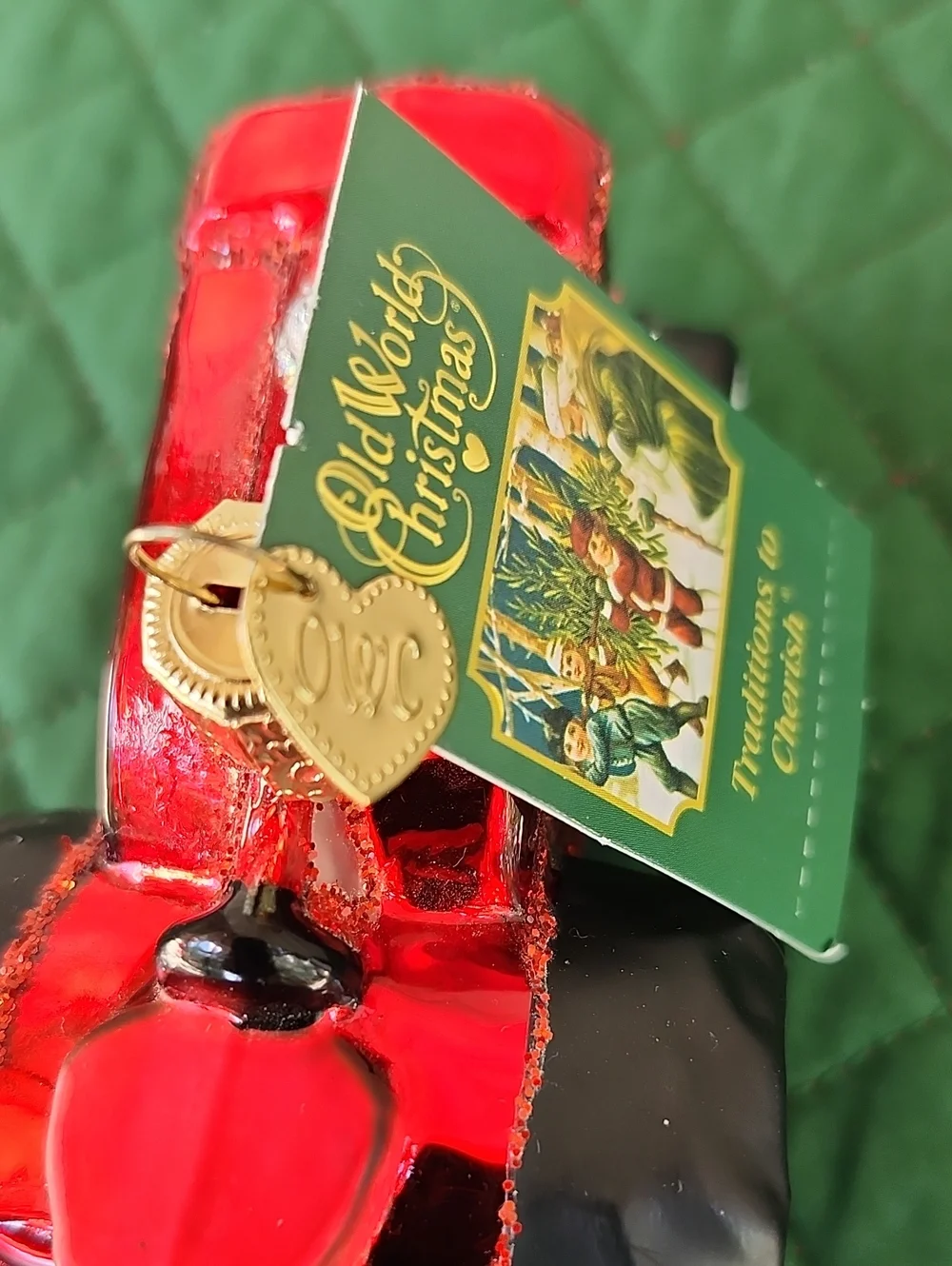 NWT OLD WORLD CHRISTMAS FARM TRACTOR HAND BLOWN ORNAMENT